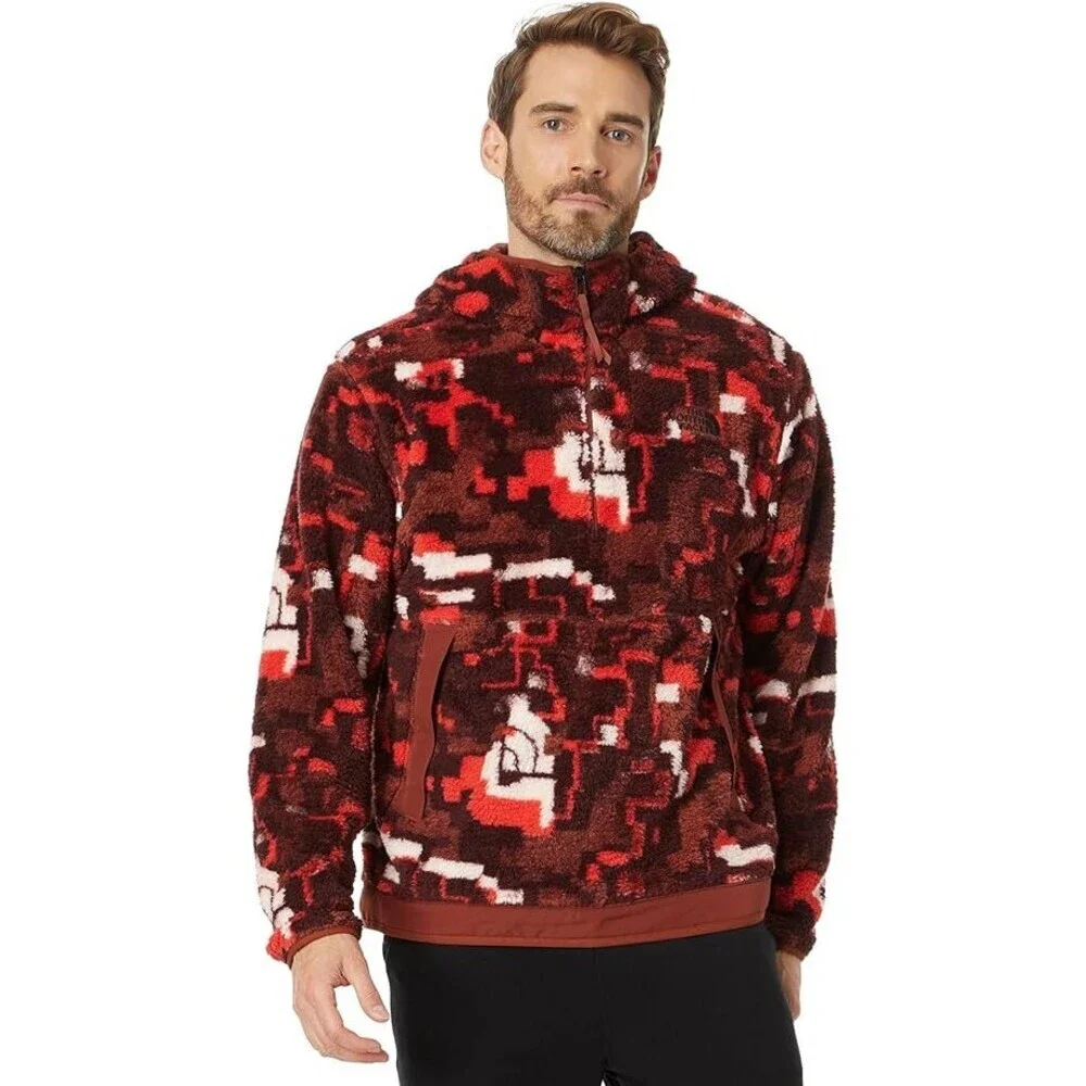 The North Face Campshire Men's Fiery Red Digi 1/4 Zip Fleece Hoodie Size S NCL2